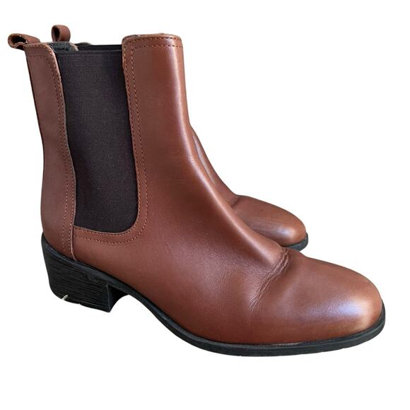 Kenneth Cole Reaction Brown Leather Salt Chelsea Ankle Boots Size 7 - Picture 1 of 11